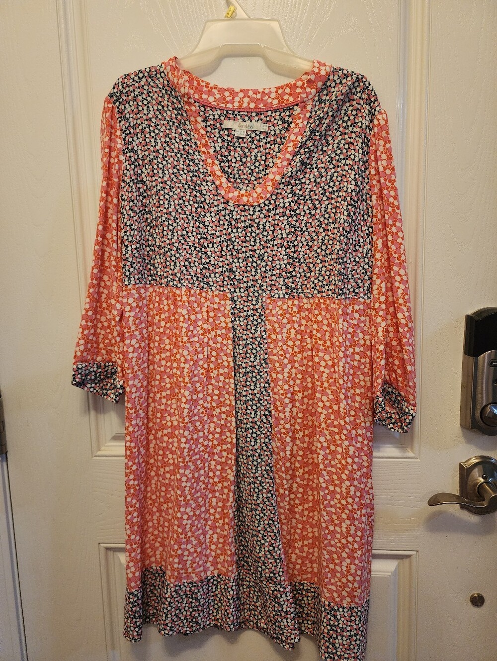 Boden Women's Pink Floral Patchwork V-Neck Dress
